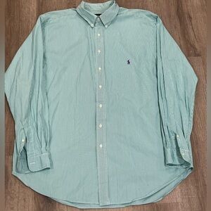 Polo Ralph Lauren XL Tall XLT Stripe Button Front Logo Button Collar Shirt